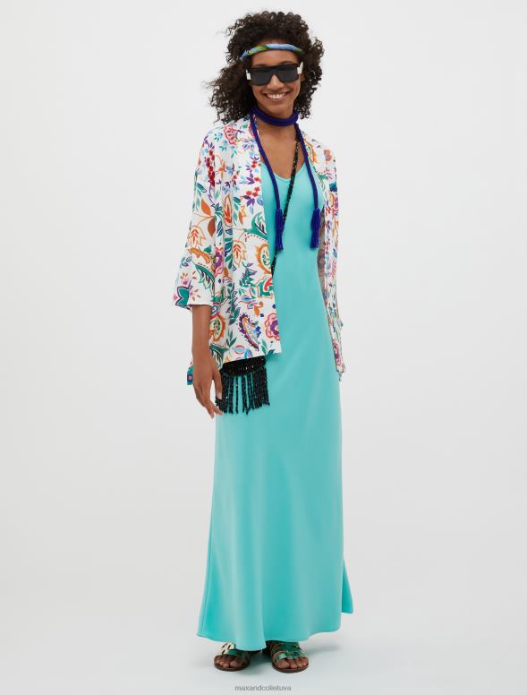 apģērbu 8VJP901 smilškrāsas raksts Paisley print zīda kimono sievietes MAX&Co.