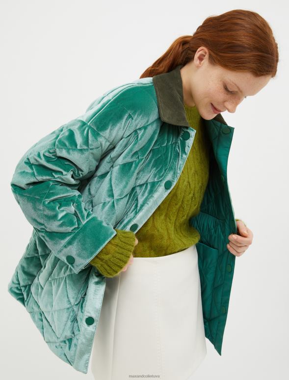 apģērbu 8VJP910 olīvu zaļš raksts apgriežama stepēta jaka sievietes MAX&Co.