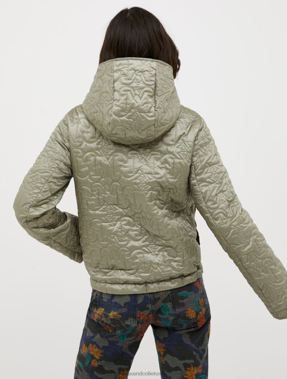 apģērbu 8VJP913 salvijas zaļš monogramma ar kapuci polsterēta jaka sievietes MAX&Co.