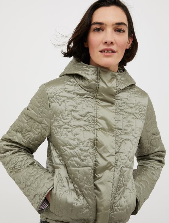 apģērbu 8VJP913 salvijas zaļš monogramma ar kapuci polsterēta jaka sievietes MAX&Co.
