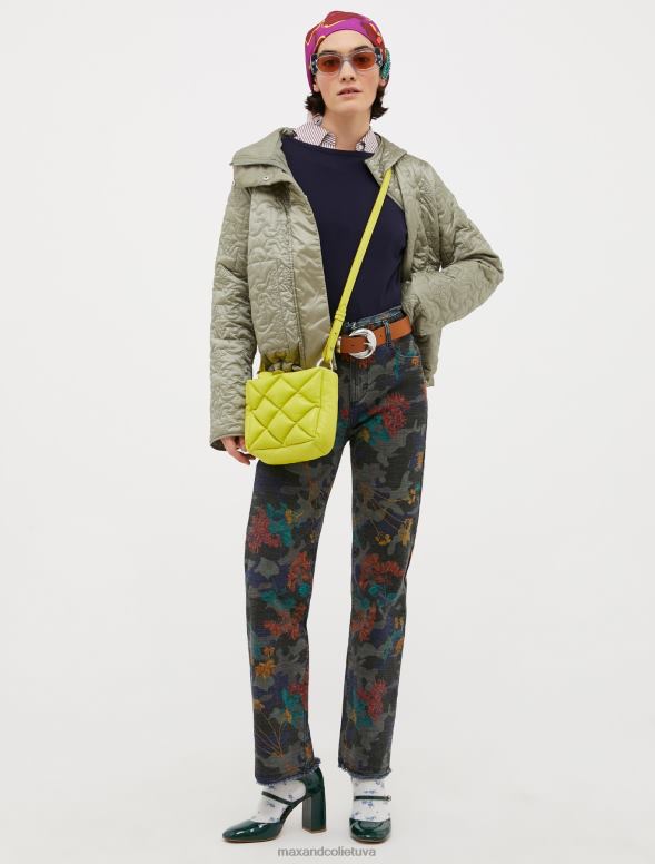 apģērbu 8VJP913 salvijas zaļš monogramma ar kapuci polsterēta jaka sievietes MAX&Co.