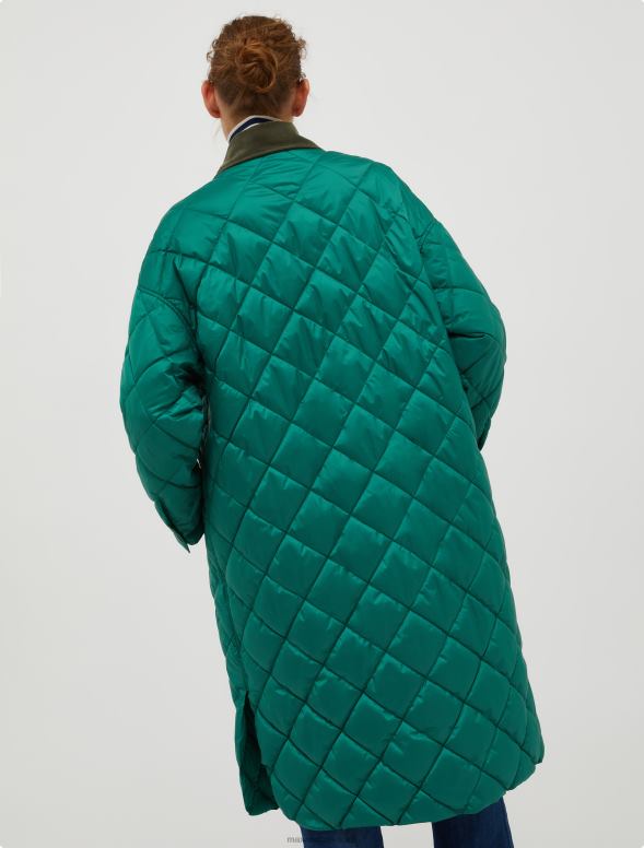 apģērbu 8VJP919 tumši zaļa apgriežams stepēts mētelis sievietes MAX&Co.