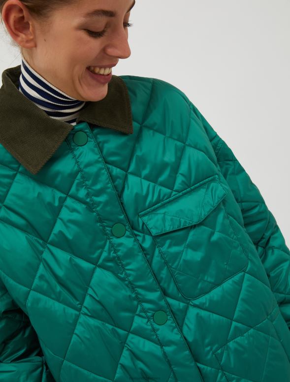 apģērbu 8VJP919 tumši zaļa apgriežams stepēts mētelis sievietes MAX&Co.