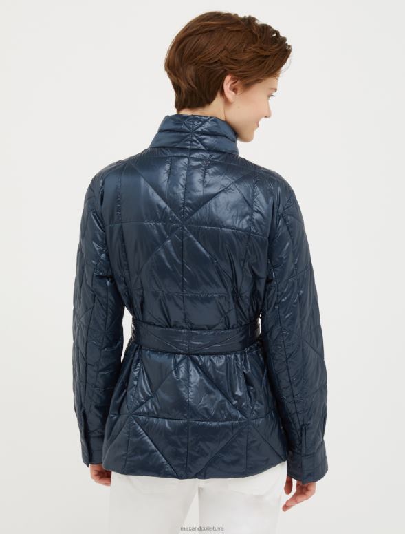 apģērbu 8VJP922 pusnakts zils stepēta safari jaka sievietes MAX&Co.