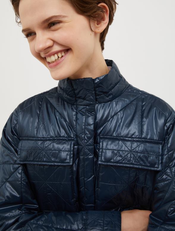 apģērbu 8VJP922 pusnakts zils stepēta safari jaka sievietes MAX&Co.