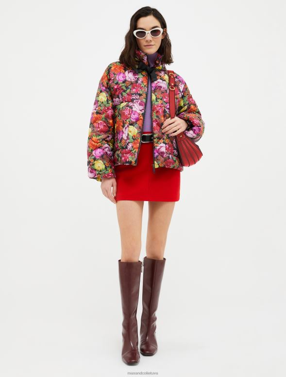 apģērbu 8VJP923 ceriņu raksts puķains polsterēts jaka ar ziediem sievietes MAX&Co.