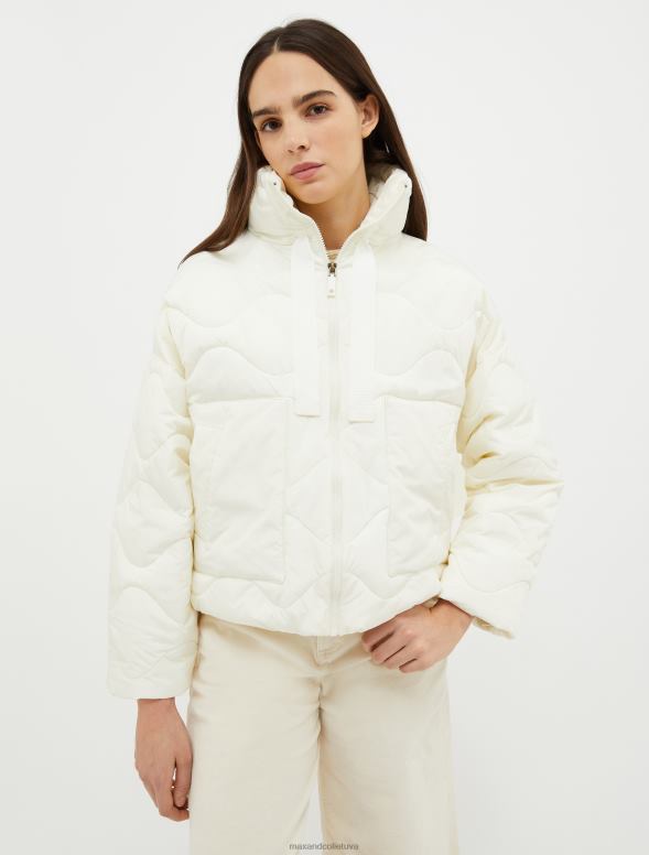 apģērbu 8VJP925 ziloņkauls jaka ar aukliņu polsterēta sievietes MAX&Co.