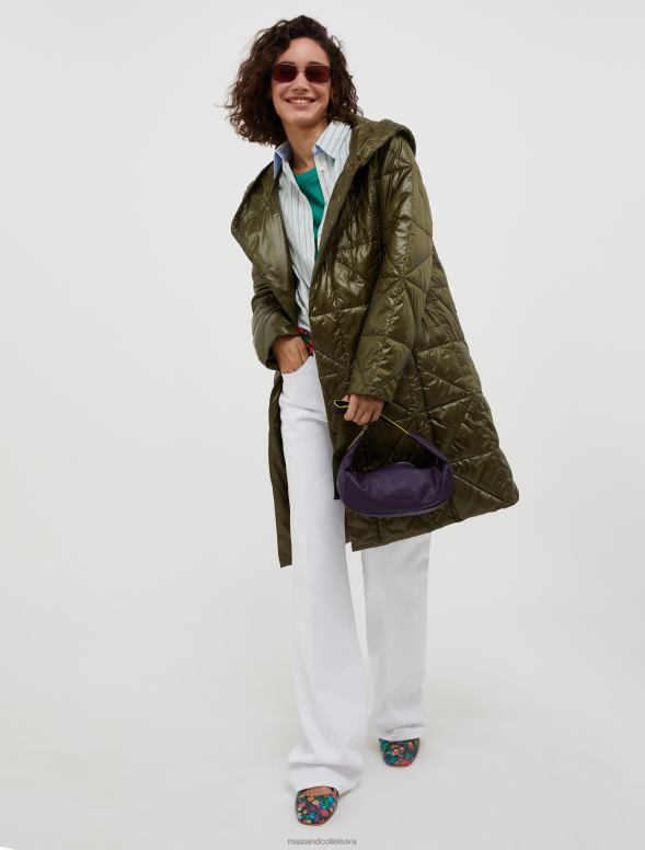 apģērbu 8VJP927 haki zaļš stepēts mētelis ar kapuci sievietes MAX&Co.