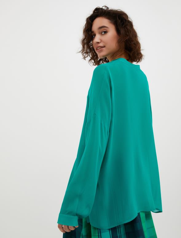 apģērbu 8VJP442 smaragda zaļš Džordžeta krekls sievietes MAX&Co.
