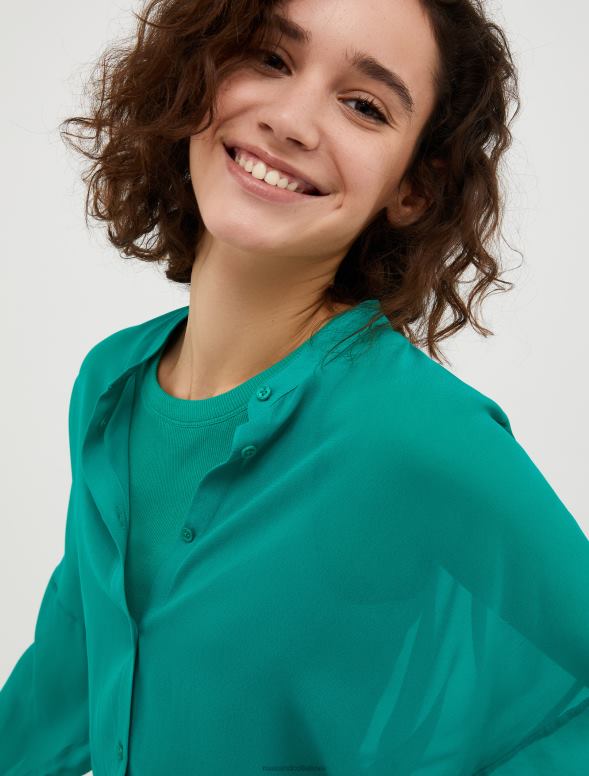 apģērbu 8VJP442 smaragda zaļš Džordžeta krekls sievietes MAX&Co.