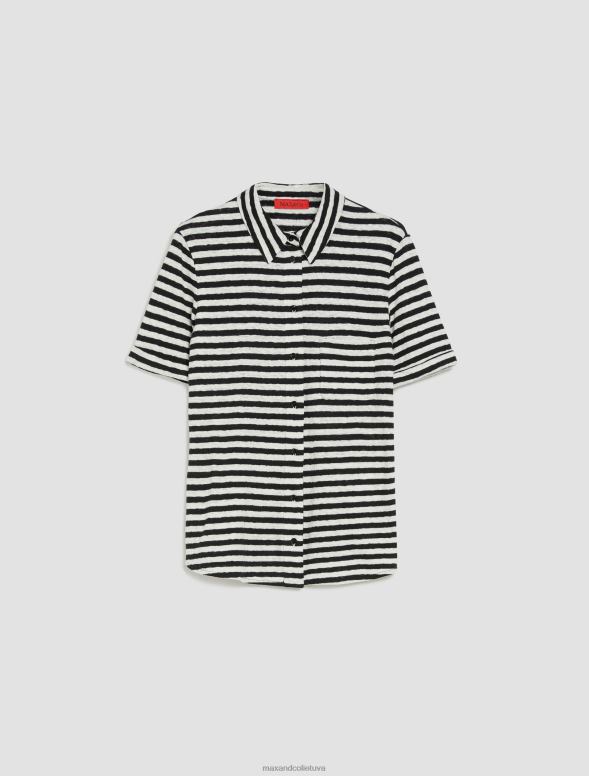 apģērbu 8VJP451 melns raksts krekls no lina un kokvilnas maisījuma sievietes MAX&Co.