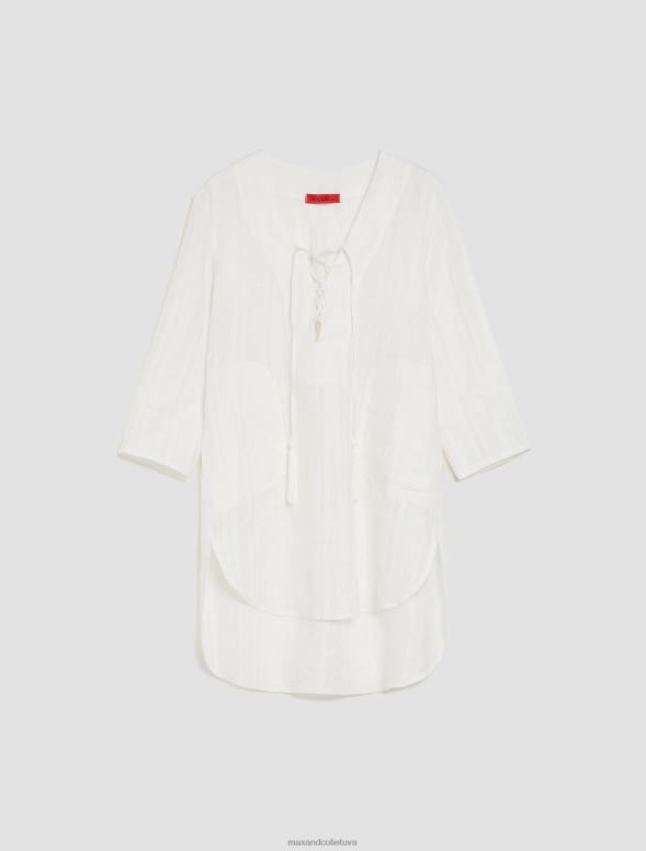 apģērbu 8VJP452 optika balta daļēji caurspīdīga lina tunika sievietes MAX&Co.