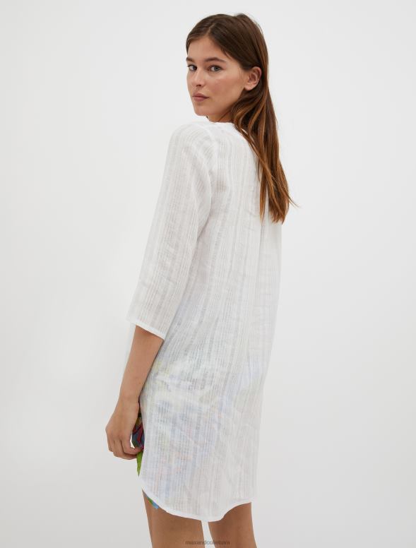 apģērbu 8VJP452 optika balta daļēji caurspīdīga lina tunika sievietes MAX&Co.