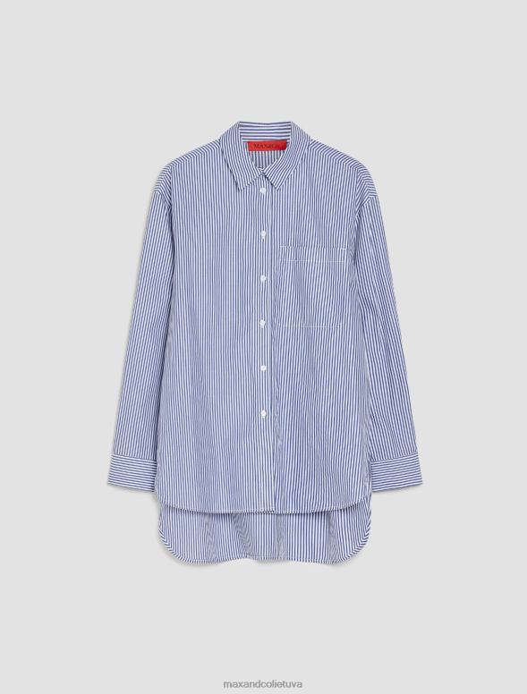 apģērbu 8VJP455 rudzupuķu zils raksts svītrains kokvilnas-poplīna krekls sievietes MAX&Co.