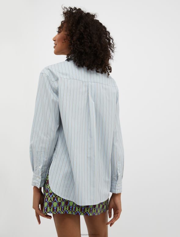 apģērbu 8VJP457 gaiši zils raksts kokvilnas-poplīna krekls sievietes MAX&Co.