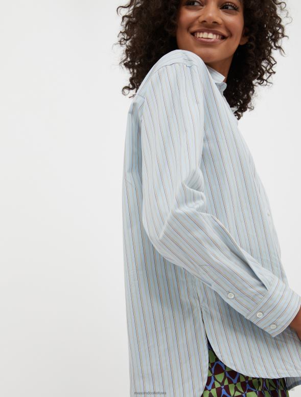 apģērbu 8VJP457 gaiši zils raksts kokvilnas-poplīna krekls sievietes MAX&Co.