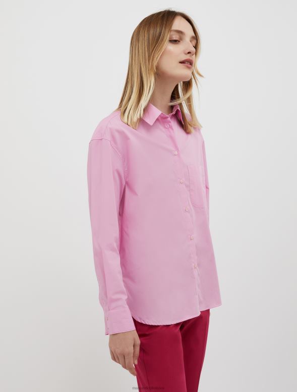 apģērbu 8VJP459 rozā kokvilnas-poplīna krekls sievietes MAX&Co.