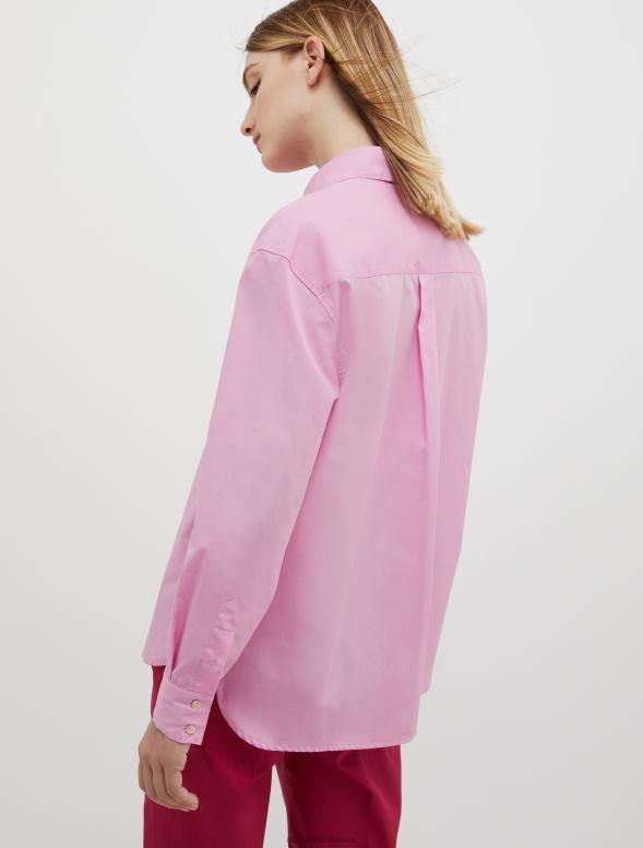 apģērbu 8VJP459 rozā kokvilnas-poplīna krekls sievietes MAX&Co.