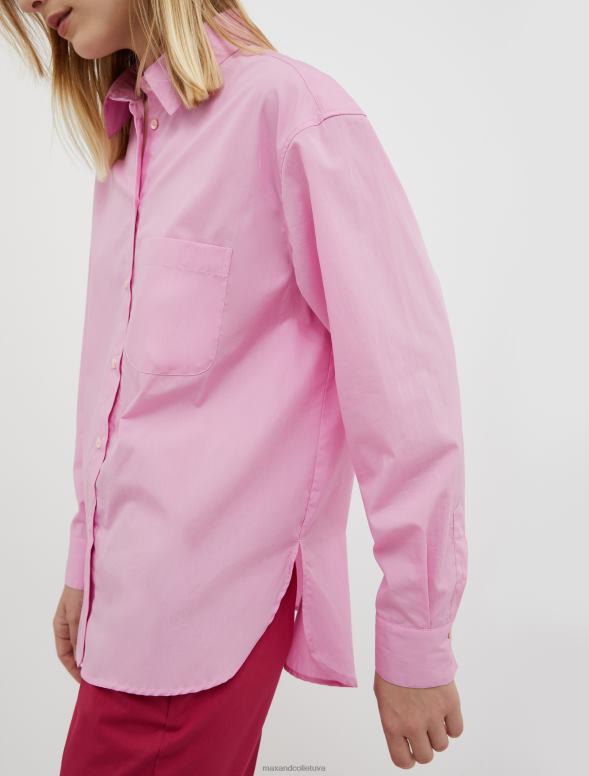 apģērbu 8VJP459 rozā kokvilnas-poplīna krekls sievietes MAX&Co.