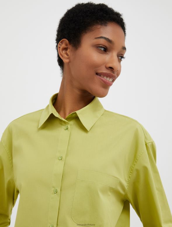 apģērbu 8VJP461 zaļš kokvilnas-poplīna krekls sievietes MAX&Co.