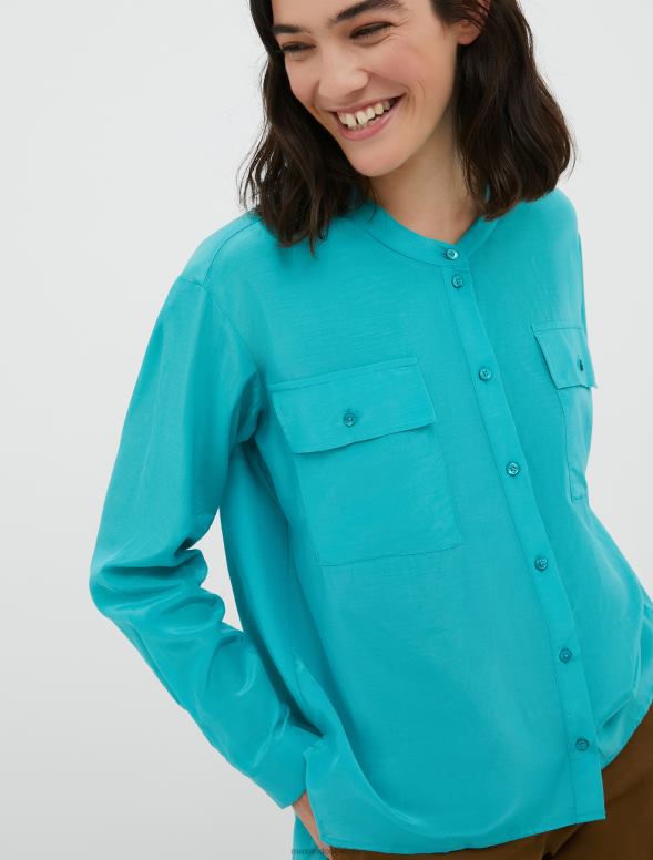 apģērbu 8VJP462 smaragda zaļš kokvilnas un zīda krekls sievietes MAX&Co.