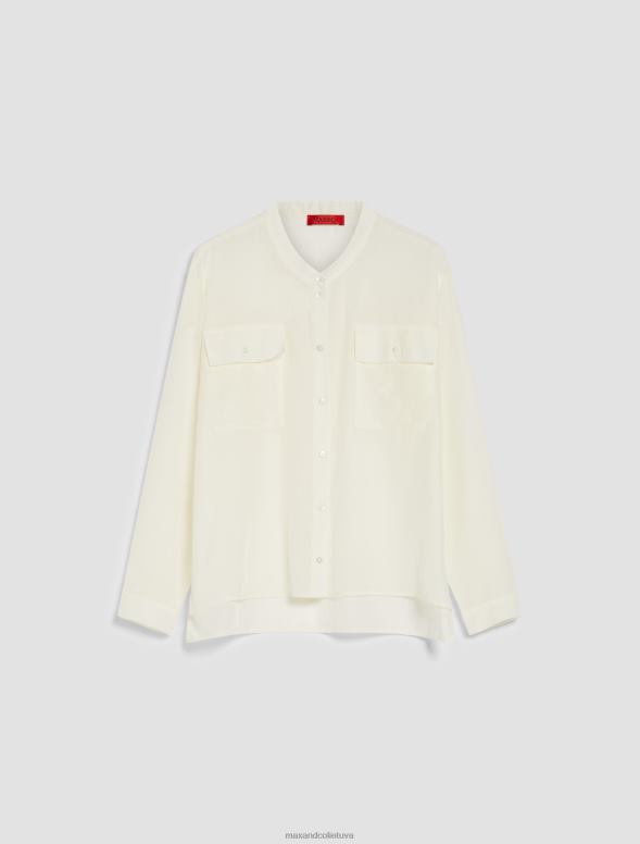 apģērbu 8VJP463 ziloņkauls kokvilnas un zīda krekls sievietes MAX&Co.