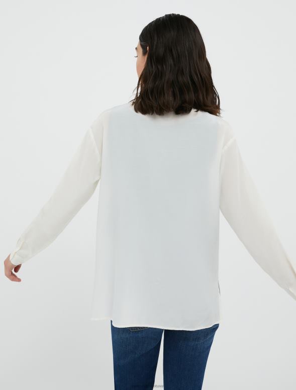 apģērbu 8VJP463 ziloņkauls kokvilnas un zīda krekls sievietes MAX&Co.