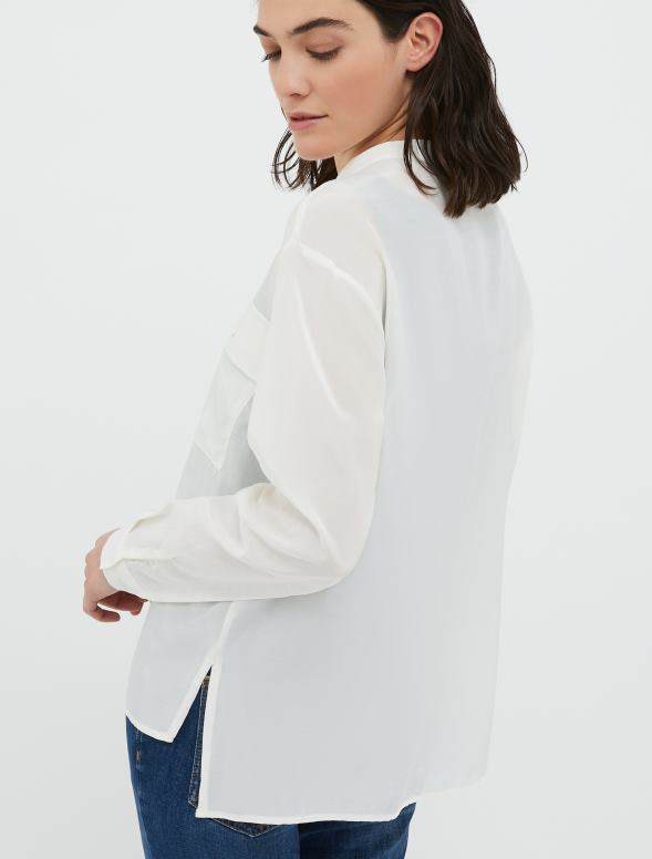 apģērbu 8VJP463 ziloņkauls kokvilnas un zīda krekls sievietes MAX&Co.