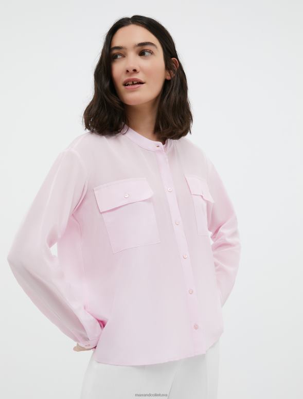 apģērbu 8VJP464 rozā kokvilnas un zīda krekls sievietes MAX&Co.