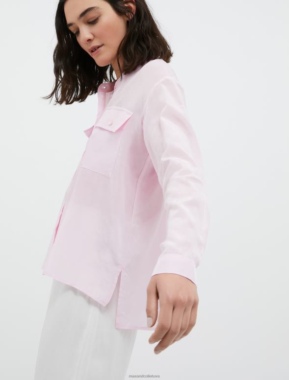 apģērbu 8VJP464 rozā kokvilnas un zīda krekls sievietes MAX&Co.