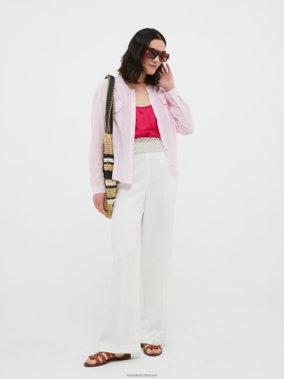 apģērbu 8VJP464 rozā kokvilnas un zīda krekls sievietes MAX&Co.