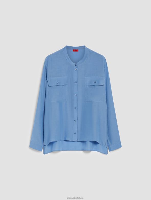 apģērbu 8VJP465 gaisa spēku zils kokvilnas un zīda krekls sievietes MAX&Co.