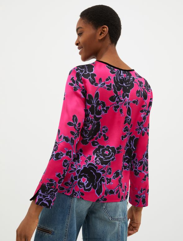 apģērbu 8VJP479 fuksijas raksts rakstaina satīna blūze sievietes MAX&Co.