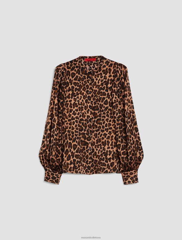 apģērbu 8VJP483 kamieļu raksts rakstains satīna krekls sievietes MAX&Co.