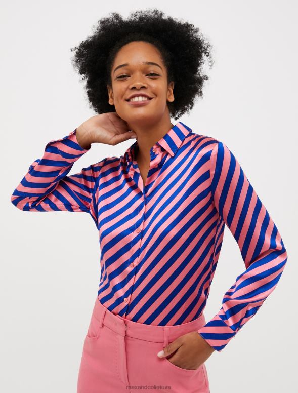 apģērbu 8VJP496 rozā rozā raksts zīda-satīna krekls sievietes MAX&Co.