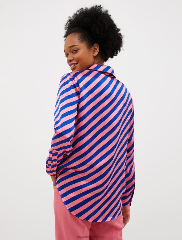 apģērbu 8VJP496 rozā rozā raksts zīda-satīna krekls sievietes MAX&Co.