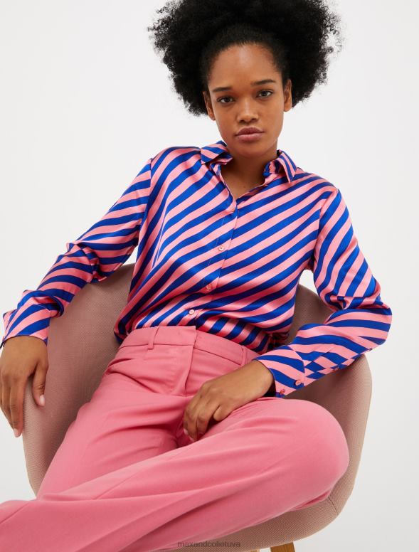 apģērbu 8VJP496 rozā rozā raksts zīda-satīna krekls sievietes MAX&Co.