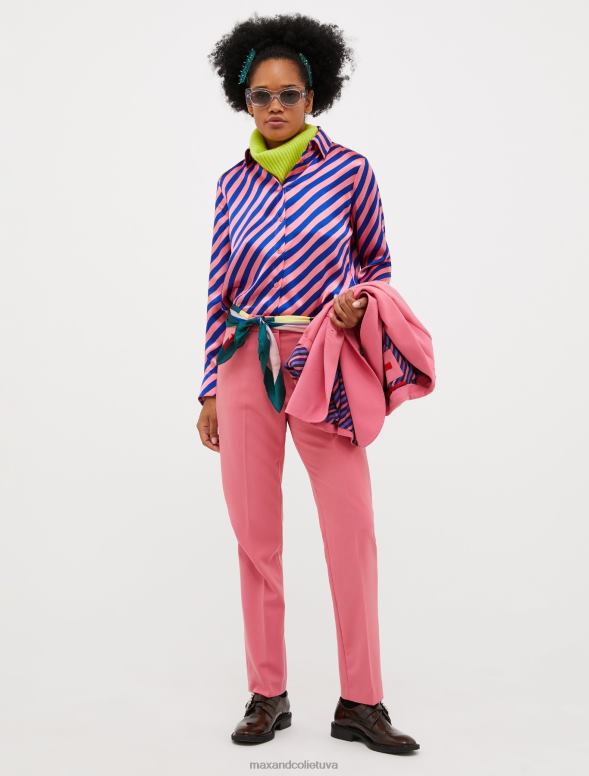 apģērbu 8VJP496 rozā rozā raksts zīda-satīna krekls sievietes MAX&Co.