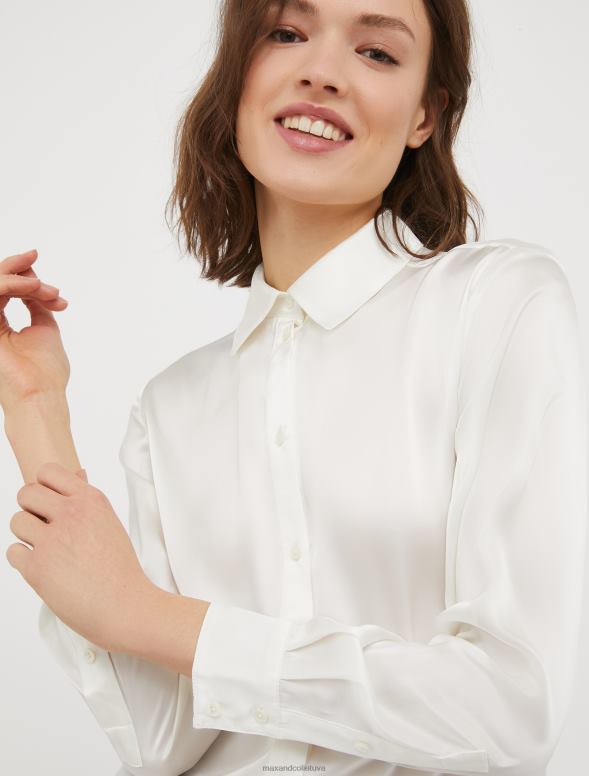 apģērbu 8VJP497 ziloņkauls zīda-satīna krekls sievietes MAX&Co.