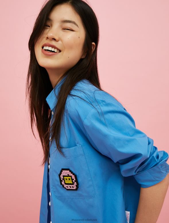 apģērbu 8VJP499 tirkīzs tamagotchi kokvilnas krekls ar logotipu sievietes MAX&Co.