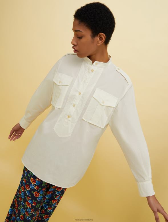 apģērbu 8VJP506 balts cilvēki, vietas, krāsains safari krekls sievietes MAX&Co.