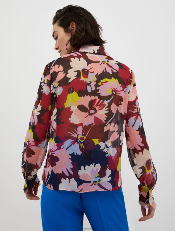 apģērbu 8VJP507 pusnakts zils raksts krepona krekls ar ziedu apdruku sievietes MAX&Co.