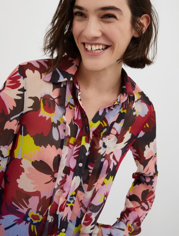 apģērbu 8VJP507 pusnakts zils raksts krepona krekls ar ziedu apdruku sievietes MAX&Co.