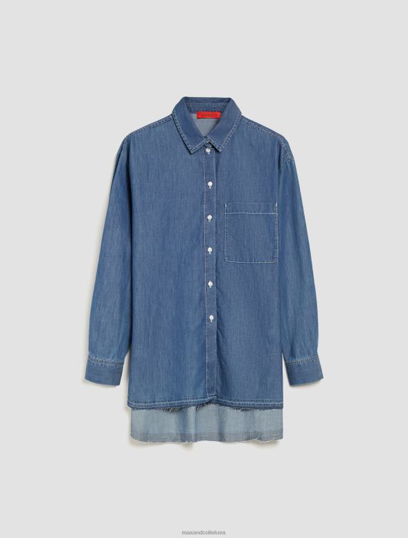 apģērbu 8VJP511 pusnakts zils asimetrisks chambray krekls sievietes MAX&Co.