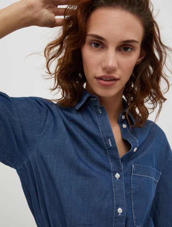 apģērbu 8VJP511 pusnakts zils asimetrisks chambray krekls sievietes MAX&Co.