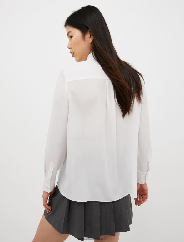 apģērbu 8VJP513 ziloņkauls zīda krep-de-šina krekls sievietes MAX&Co.