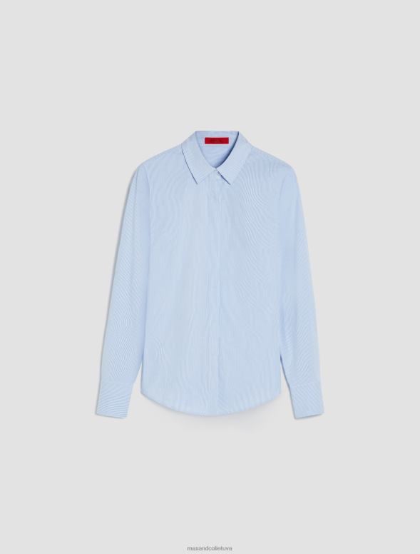 apģērbu 8VJP516 debeszils raksts slaids kokvilnas poplīna krekls sievietes MAX&Co.