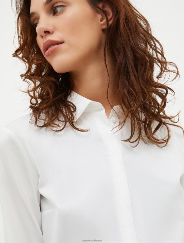 apģērbu 8VJP517 optika balta slaids kokvilnas poplīna krekls sievietes MAX&Co.