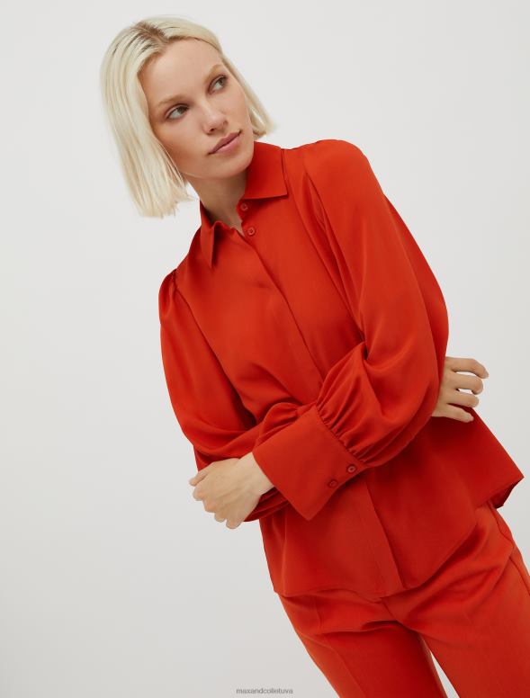 apģērbu 8VJP520 apelsīns zīda maisījuma krepa dešīna krekls sievietes MAX&Co.