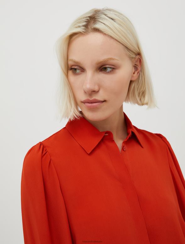 apģērbu 8VJP520 apelsīns zīda maisījuma krepa dešīna krekls sievietes MAX&Co.